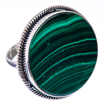 Large Malachite Coin Ring Size 8.25 (925 Sterling Silver) R141253