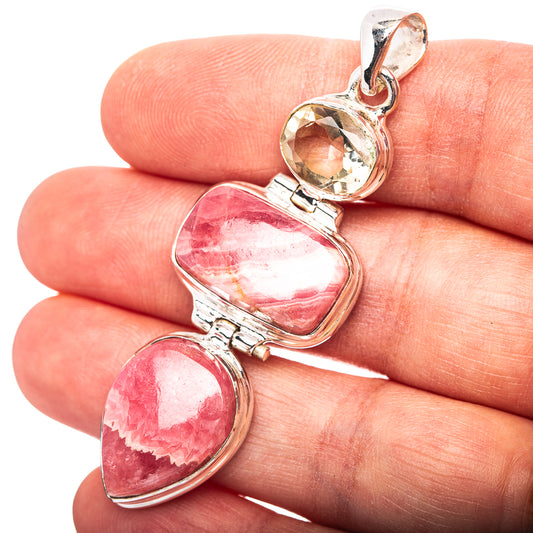 Premium Rhodochrosite, Citrine Pendant 2 3/8" (.925 Sterling Silver)