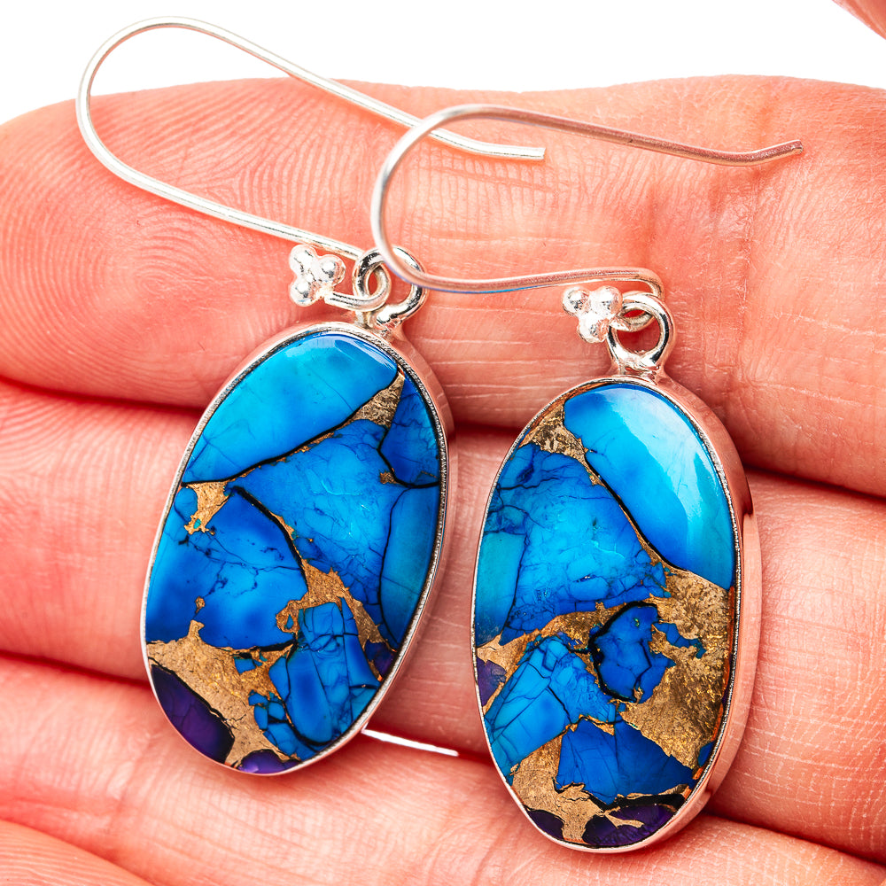 Premium Purple Dahlia Turquoise Earrings 1 3/4" (.925 Sterling Silver)