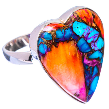 Large Kingman Pink Dahlia Turquoise Ring Size 7.5 (925 Sterling Silver) R140860