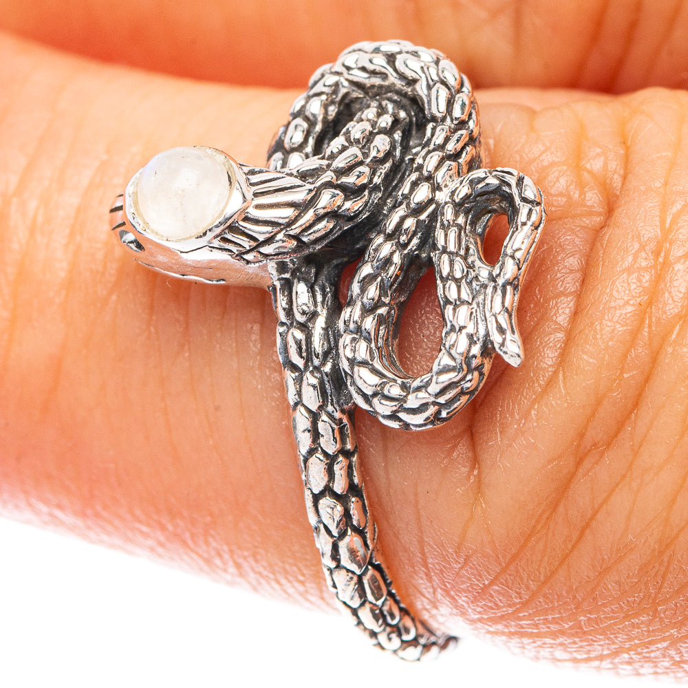 Rainbow Moonstone Snake 925 Sterling Silver Ring Size 6.5 (925 Sterling Silver) R5472