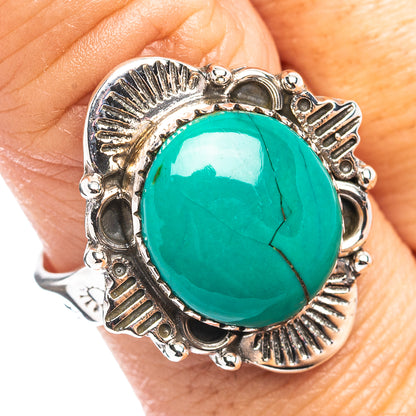 Exclusive Southwestern Style Hubei Turquoise Ring Size 8 Adjustable (.925 Sterling Silver)