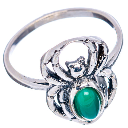 Green Onyx Spider Dainty Ring Size 6.75 (.925 Sterling Silver)