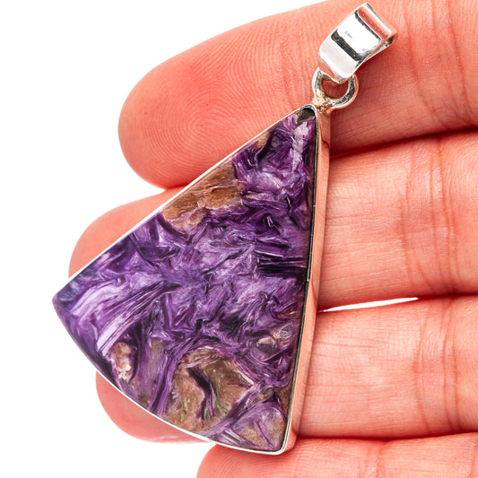 Premium Charoite Pendant 2" (.925 Sterling Silver)