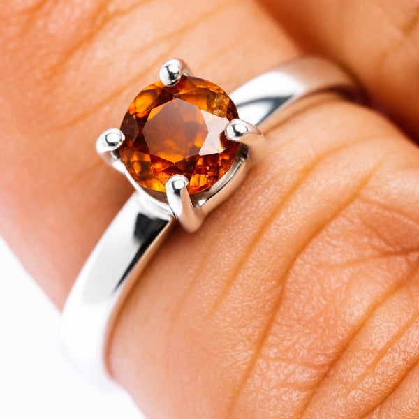Spessartite Garnet Ring Size 6.75 (.925 Sterling Silver)