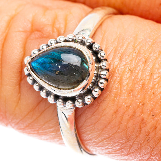 Labradorite Dainty Ring Size 8 (925 Sterling Silver) R5797