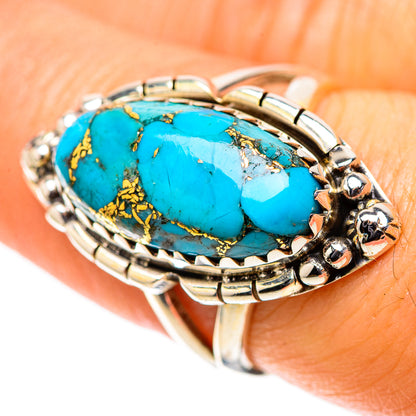 Blue Copper Composite Turquoise Ring Size 7.5 (925 Sterling Silver) RING138702