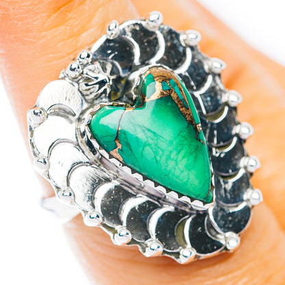 Southwestern Style Variscite Heart Ring Size 6.75 (.925 Sterling Silver)