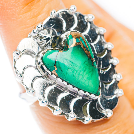 Southwestern Style Variscite Heart Ring Size 6.75 (.925 Sterling Silver)
