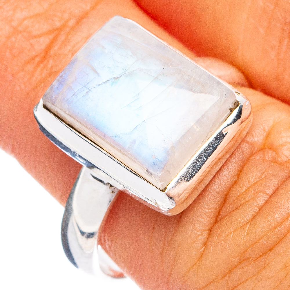Dainty Rainbow Moonstone Ring Size 6.75 (925 Sterling Silver) R8695