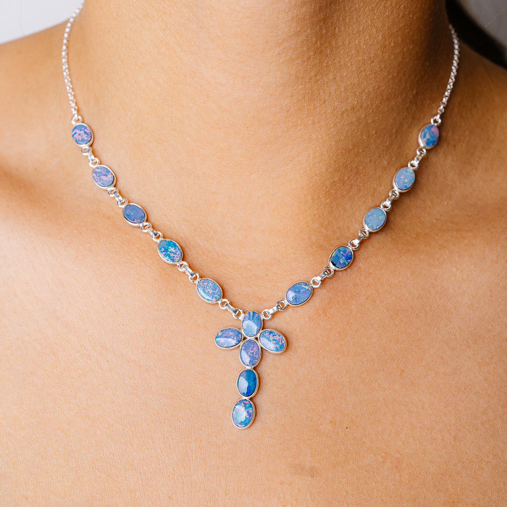 Doublet Opal Necklace 16" (925 Sterling Silver) N90241