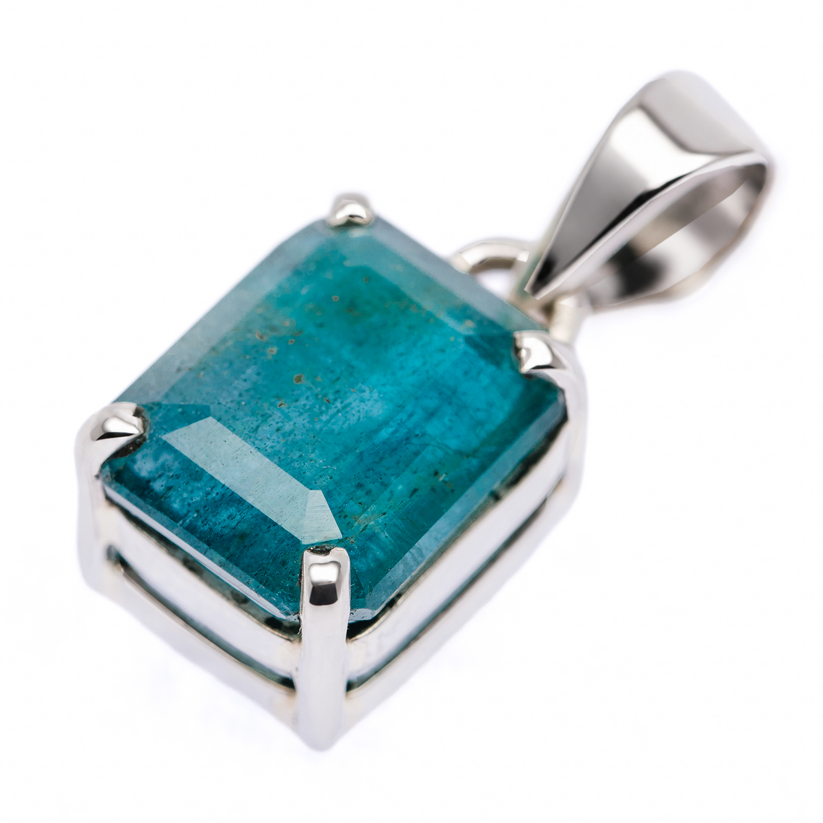 16ct Zambian Emerald Pendant 7/8" (.925 Sterling Silver)