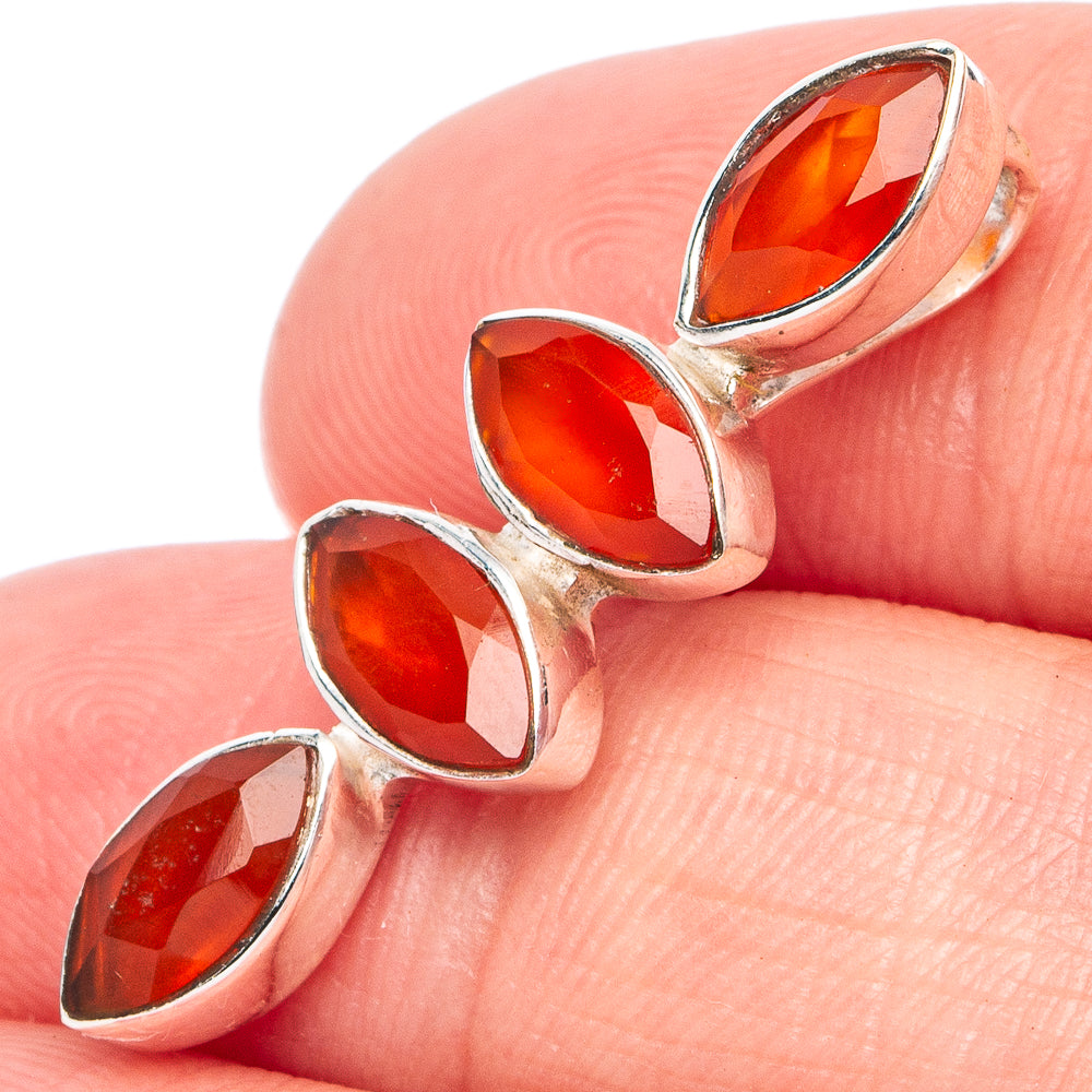 925 sterling silver carnelian marquise pendant with four orange stones