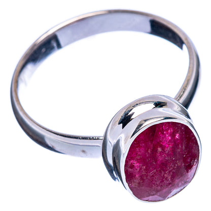 Red sillimanite gemstone ring on polished 925 sterling silver band
