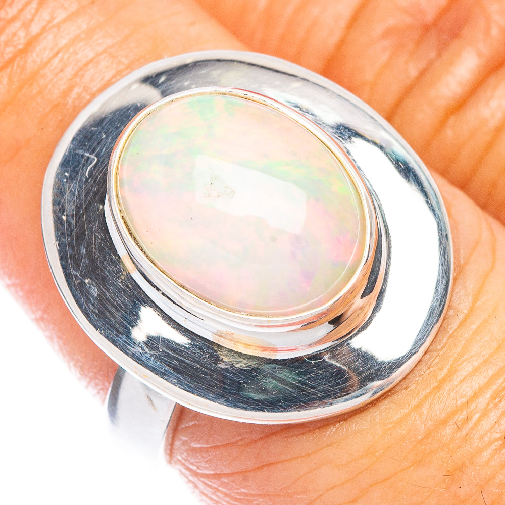 925 sterling silver Ethiopian opal ring with oval bezel-set cabochon