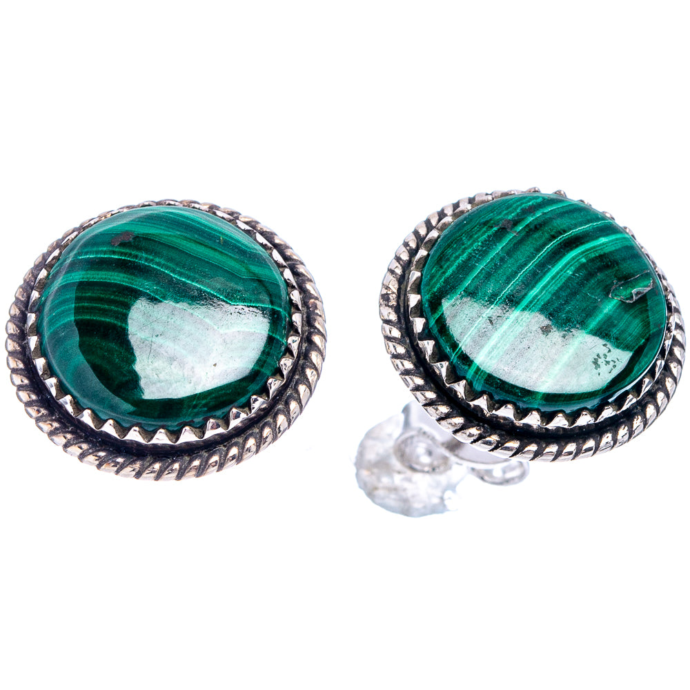 Malachite Earrings 5/8" (.925 Sterling Silver)