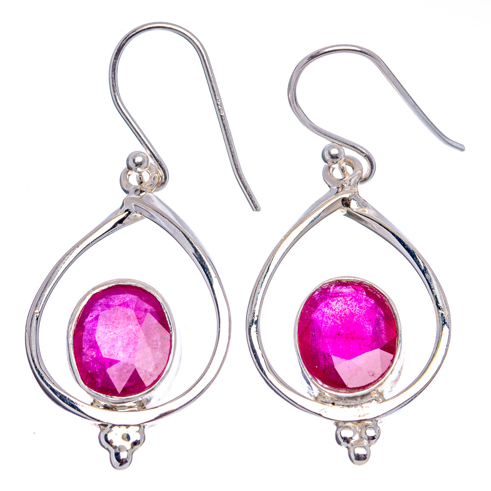 Premium 8 cttw Burmese Glass Filled Ruby Earrings 1 5/8" (.925 Sterling Silver)