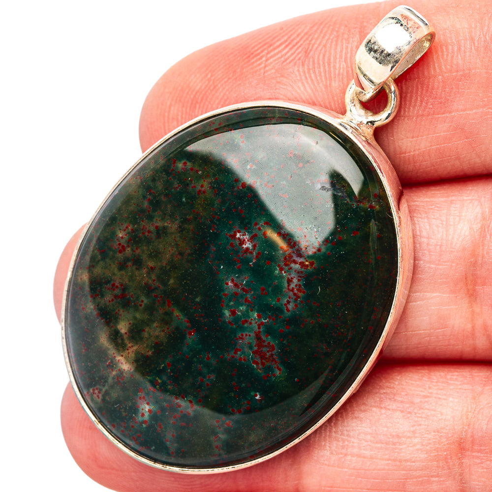 Bloodstone Pendant 1 7/8" (.925 Sterling Silver)