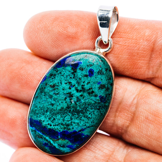 Large Premium Bluebird Azurite Pendant 1 7/8" (.925 Sterling Silver)