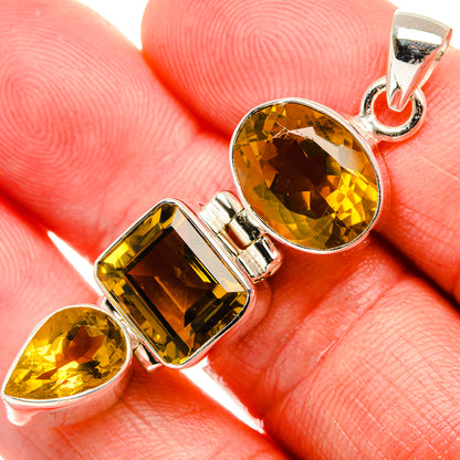 Faceted Citrine Pendant 2" (925 Sterling Silver) PD38006