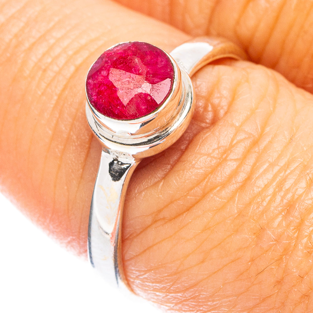 Red Sillimanite Dainty Ring Size 8 (925 Sterling Silver) R5267