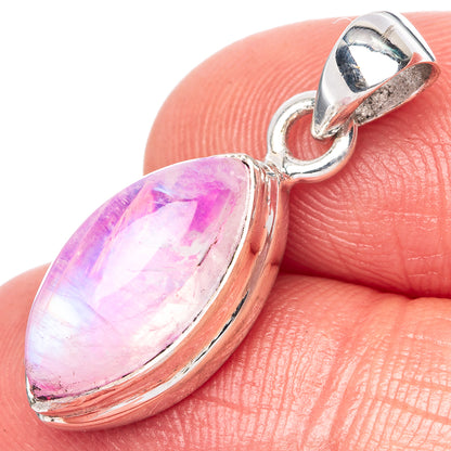Pink Moonstone Pendant 1 1/8" (925 Sterling Silver) P42415