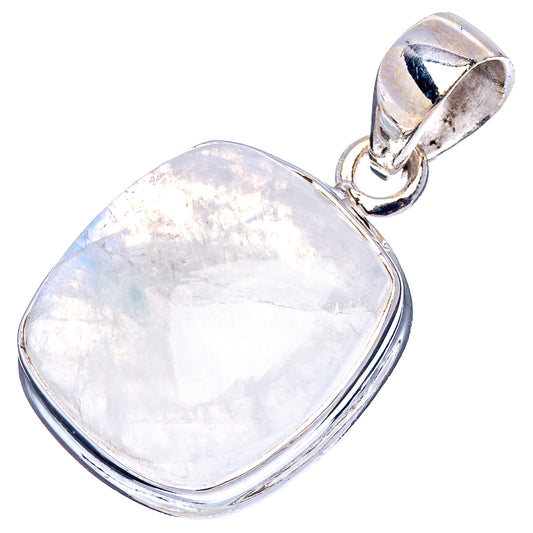 Oval moonstone pendant with .925 sterling silver bail and faceted bezel, side view
