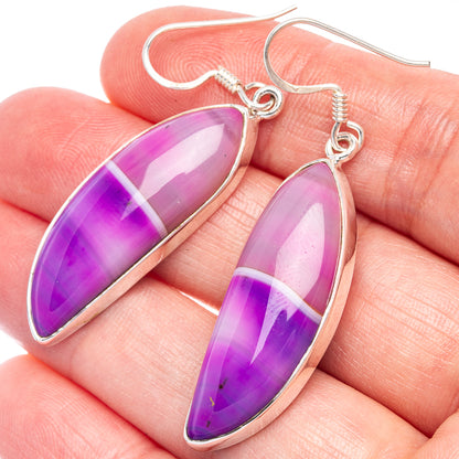 Purple Botswana Agate Earrings 2" (925 Sterling Silver) E433359