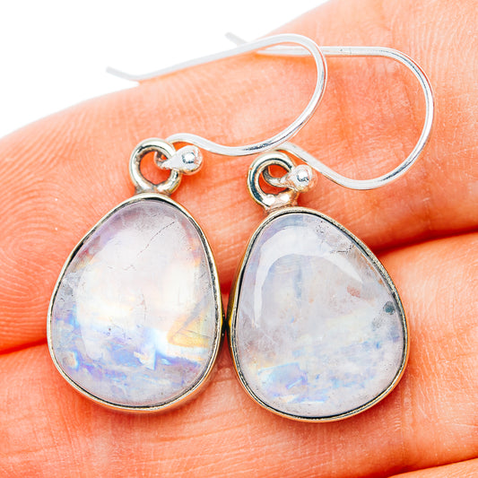Rainbow Moonstone Earrings 1 1/4" (German Silver)
