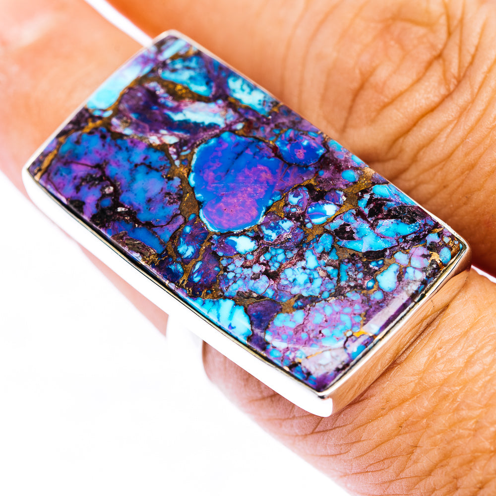 Purple Copper Turquoise Ring Size 7 Adjustable (.925 Sterling Silver)
