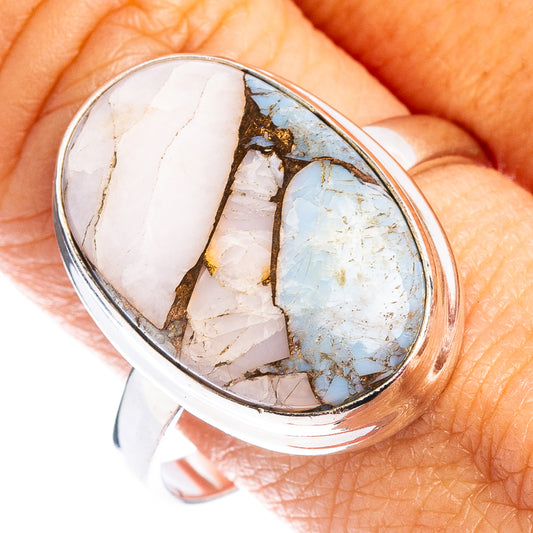 Oval spiny oyster ring with turquoise and pink cabochon, polished .925 sterling silver