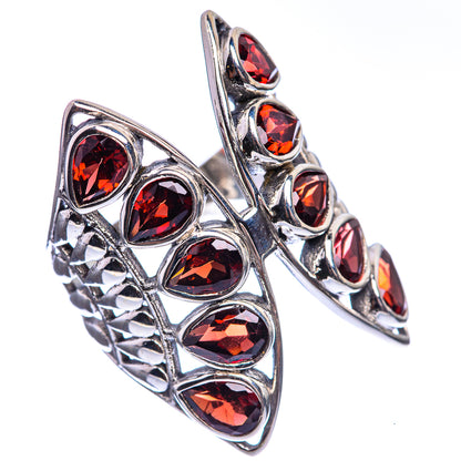 Large Garnet 925 Sterling Silver Ring Size 8.25