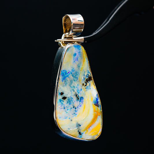 Premium Australian Boulder Opal Pendant 2" (.925 Sterling Silver)