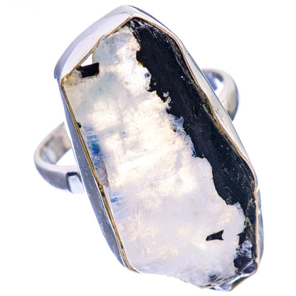 Raw Rainbow Moonstone Ring Size 11 (925 Sterling Silver) R142046