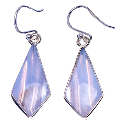 Pair of sterling silver earrings with faceted teardrop blue lace agate drops