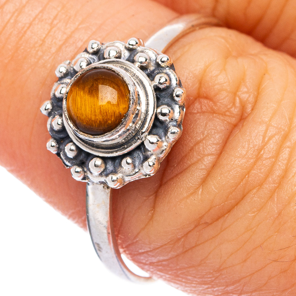 Tiger Eye Dainty Ring Size 9 (925 Sterling Silver) R145616