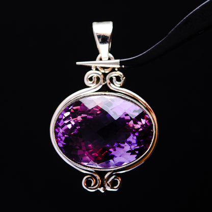 29.28ct Faceted Brazilian Amethyst Pendant 1 5/8" (.925 Sterling Silver)