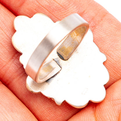 Exclusive Native Style Kingman Turquoise Ring Size 7 Adjustable (.925 Sterling Silver)