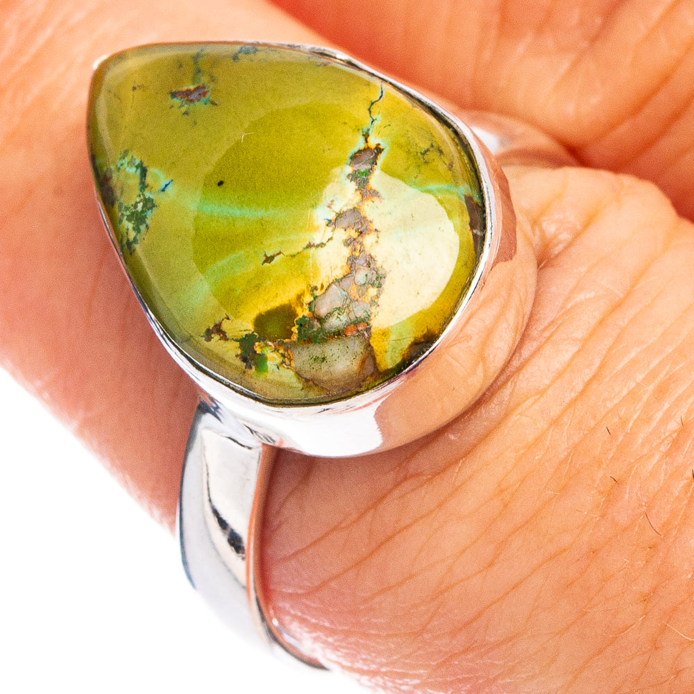 Hubei Spiderweb Turquoise Ring Size 8 (.925 Sterling Silver)