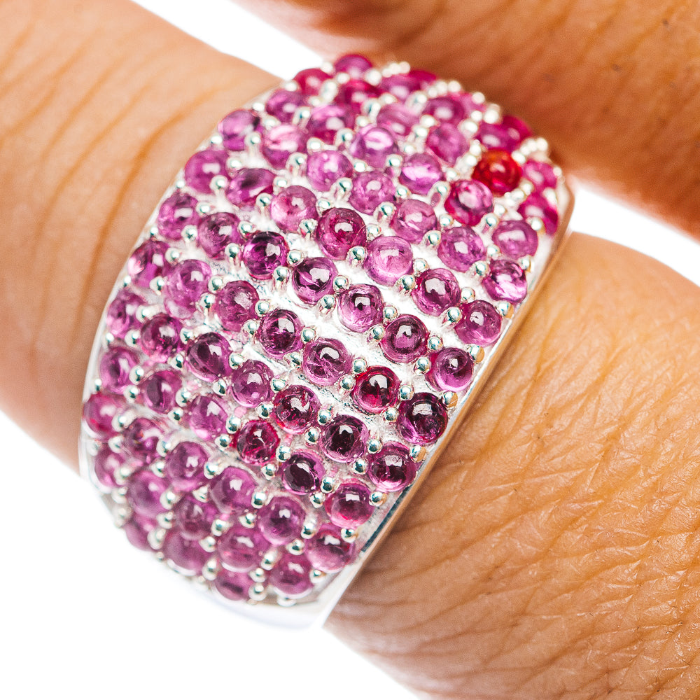 Premium Burmese Ruby Cluster Ring Size 9 (.925 Sterling Silver)