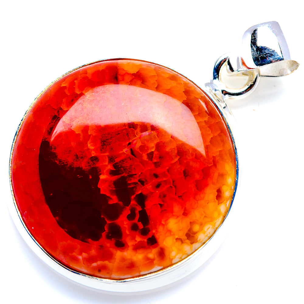 Fire Crab Agate Pendant 1 1/2" (925 Sterling Silver) PD38245