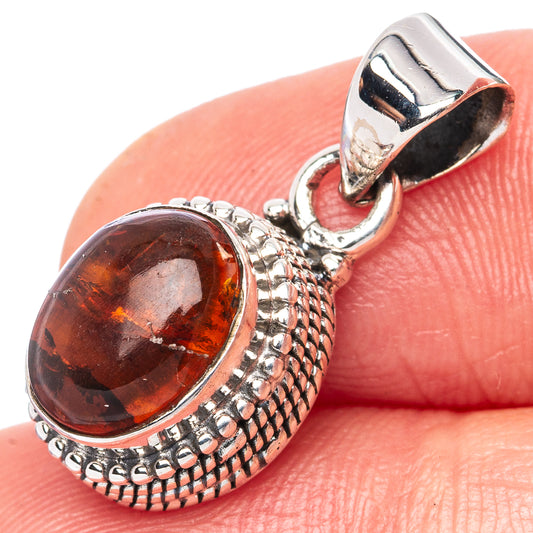 Amber Pendant 7/8" (925 Sterling Silver) P42719