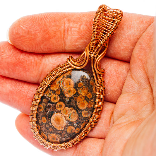 Asteroid Jasper Wire Wrap Pendant 2 5/8" (Copper)