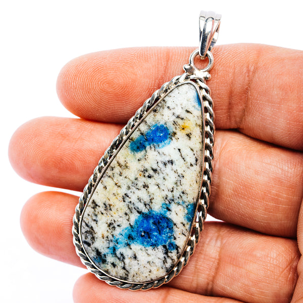 K2 Blue Azurite Pendant 2 5/8" (.925 Sterling Silver)