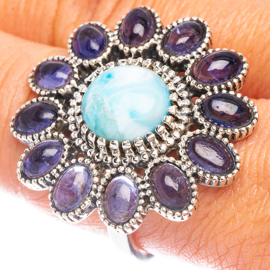 Large Larimar, Tanzanite Ring Size 9 (925 Sterling Silver) R6950