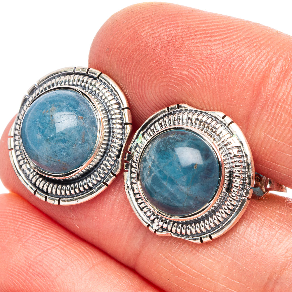 Aquamrine 925 Sterling Silver Earrings 5/8" (925 Sterling Silver) E2127