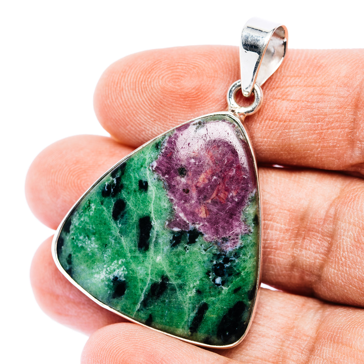 Ruby Zoisite Pendant 1 7/8" (.925 Sterling Silver)