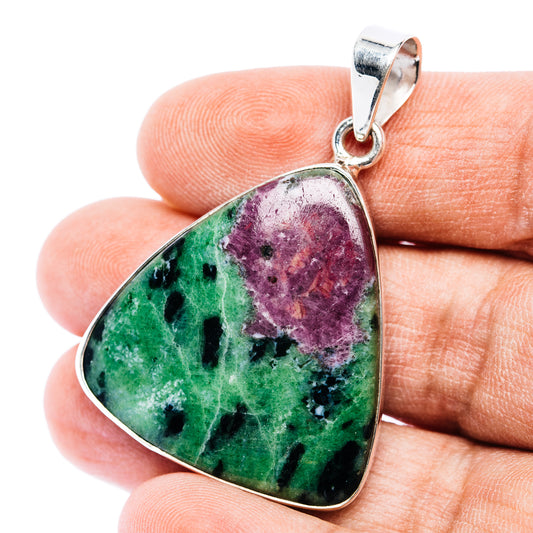 Ruby Zoisite Pendant 1 7/8" (.925 Sterling Silver)