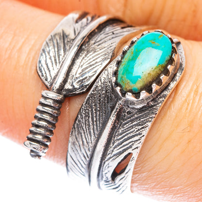 Rare Arizona Turquoise Feather Ring Size 7.25 (925 Sterling Silver) R2394