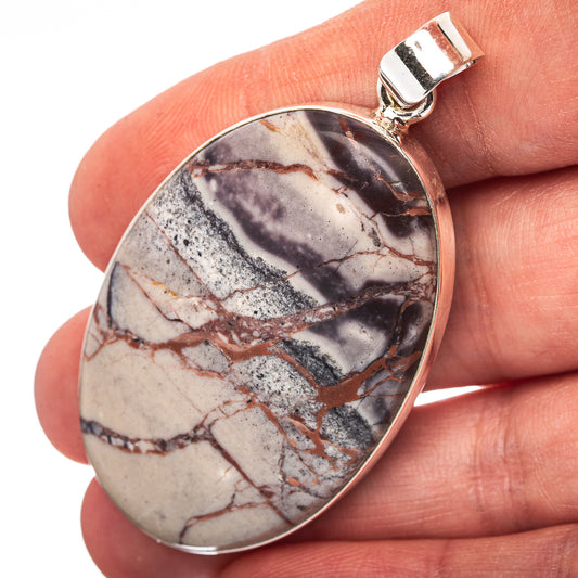 Porcelain Jasper Pendant 2 1/8" (.925 Sterling Silver)